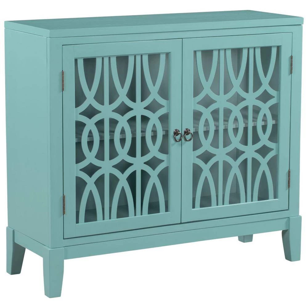 Navy Green Accent Buffet Sideboard Storage Wooden Cabinet with Doors and Adjustable Shelf by Huluwat 11 Navy Green Accent Buffet Sideboard Storage Wooden Cabinet with Doors and Adjustable Shelf by Huluwat - Image 9