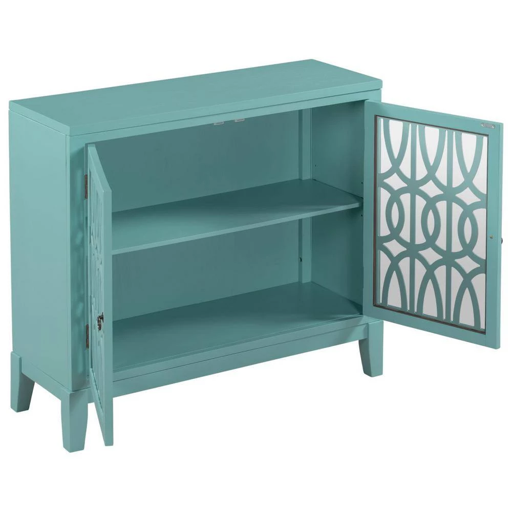 Navy Green Accent Buffet Sideboard Storage Wooden Cabinet with Doors and Adjustable Shelf by Huluwat 5 Navy Green Accent Buffet Sideboard Storage Wooden Cabinet with Doors and Adjustable Shelf by Huluwat - Image 3