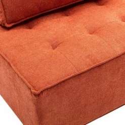 Modern Square Orange Ottoman Sofa Chair with Rubber Wood Legs, Thick Backrest and Pillow by Huluwat -Southern Enterprises Sales orange huluwat ottomans djyc g w39541083 1f 1000