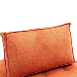 Modern Square Orange Ottoman Sofa Chair with Rubber Wood Legs, Thick Backrest and Pillow by Huluwat -Southern Enterprises Sales orange huluwat ottomans djyc g w39541083 44 1000