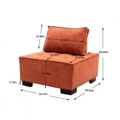 Modern Square Orange Ottoman Sofa Chair with Rubber Wood Legs, Thick Backrest and Pillow by Huluwat -Southern Enterprises Sales orange huluwat ottomans djyc g w39541083 4f 1000