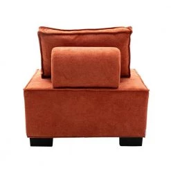 Modern Square Orange Ottoman Sofa Chair with Rubber Wood Legs, Thick Backrest and Pillow by Huluwat -Southern Enterprises Sales orange huluwat ottomans djyc g w39541083 c3 1000