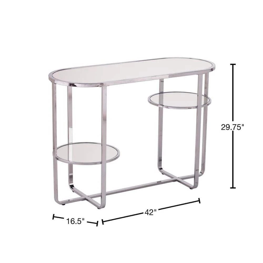 Renmarco 42 in. Polished Chrome Rectangle Mirrored Console Table with Storage by Southern Enterprises 5 Renmarco 42 in. Polished Chrome Rectangle Mirrored Console Table with Storage by Southern Enterprises - Image 3