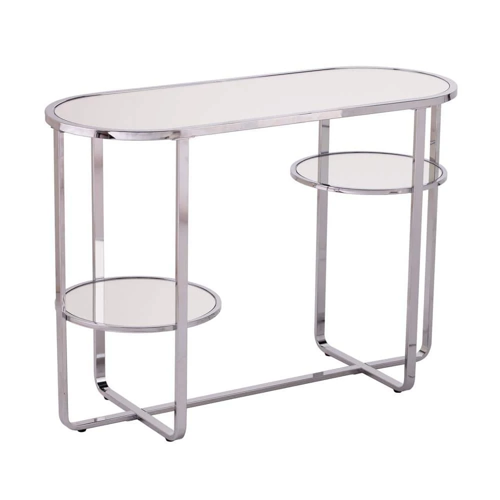 Renmarco 42 in. Polished Chrome Rectangle Mirrored Console Table with Storage by Southern Enterprises 10 Renmarco 42 in. Polished Chrome Rectangle Mirrored Console Table with Storage by Southern Enterprises - Image 8