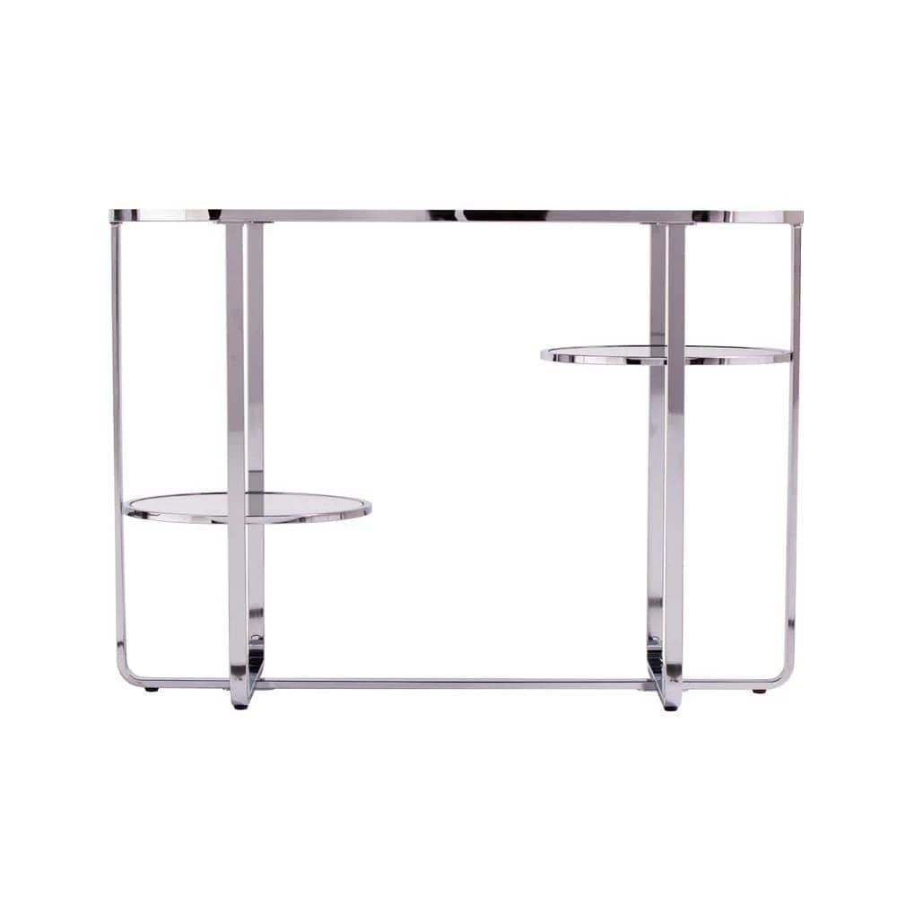 Renmarco 42 in. Polished Chrome Rectangle Mirrored Console Table with Storage by Southern Enterprises 7 Renmarco 42 in. Polished Chrome Rectangle Mirrored Console Table with Storage by Southern Enterprises - Image 5