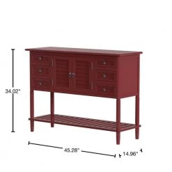 45 in. Red Modern Rectangle Solid Wood Console Table for Living Room with 6-Drawers, 1-Cabinets and 1-Shelf by Huluwat -Southern Enterprises Sales red huluwat console tables dj tc wf280260aar 40 1000