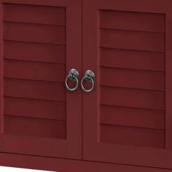 45 in. Red Modern Rectangle Solid Wood Console Table for Living Room with 6-Drawers, 1-Cabinets and 1-Shelf by Huluwat -Southern Enterprises Sales red huluwat console tables dj tc wf280260aar 44 1000