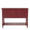 45 in. Red Modern Rectangle Solid Wood Console Table for Living Room with 6-Drawers, 1-Cabinets and 1-Shelf by Huluwat -Southern Enterprises Sales red huluwat console tables dj tc wf280260aar 64 1000