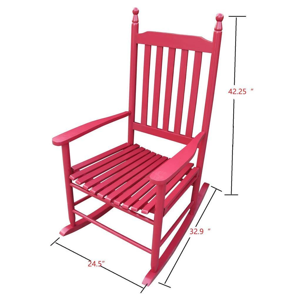 Red Populus Wood Porch Rocker Chair by Huluwat 5 Red Populus Wood Porch Rocker Chair by Huluwat - Image 3
