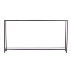 Greene 56 in. Silver Rectangle Glass Console Table with Shelves by Southern Enterprises -Southern Enterprises Sales silver finish southern enterprises console tables hd530314 66 1000