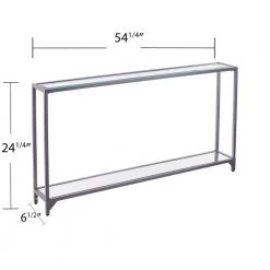 Greene 56 in. Silver Rectangle Glass Console Table with Shelves by Southern Enterprises -Southern Enterprises Sales silver finish southern enterprises console tables hd530314 fa 1000