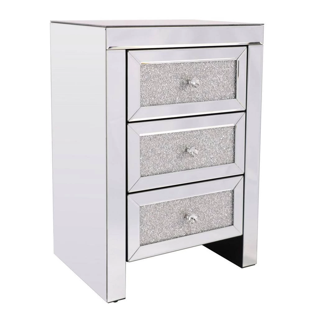 3-Drawer Silvery Nightstand (26 in. x 13.7 in. x 17.7 in.) by Huluwat 3 3-Drawer Silvery Nightstand (26 in. x 13.7 in. x 17.7 in.) by Huluwat