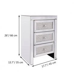 3-Drawer Silvery Nightstand (26 in. x 13.7 in. x 17.7 in.) by Huluwat 12 3-Drawer Silvery Nightstand (26 in. x 13.7 in. x 17.7 in.) by Huluwat -Southern Enterprises Sales silver huluwat nightstands dj tc w104336323 c3 1000