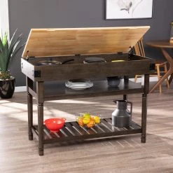 Vanek Smoked Ash and Natural Wood Finish Stationary Kitchen Island by Southern Enterprises 17 Vanek Smoked Ash and Natural Wood Finish Stationary Kitchen Island by Southern Enterprises -Southern Enterprises Sales smoked ash and natural finish southern enterprises kitchen islands hd434025 4f 1000