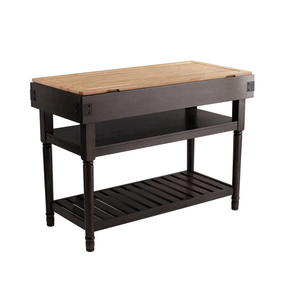 Vanek Smoked Ash and Natural Wood Finish Stationary Kitchen Island by Southern Enterprises 3 Vanek Smoked Ash and Natural Wood Finish Stationary Kitchen Island by Southern Enterprises