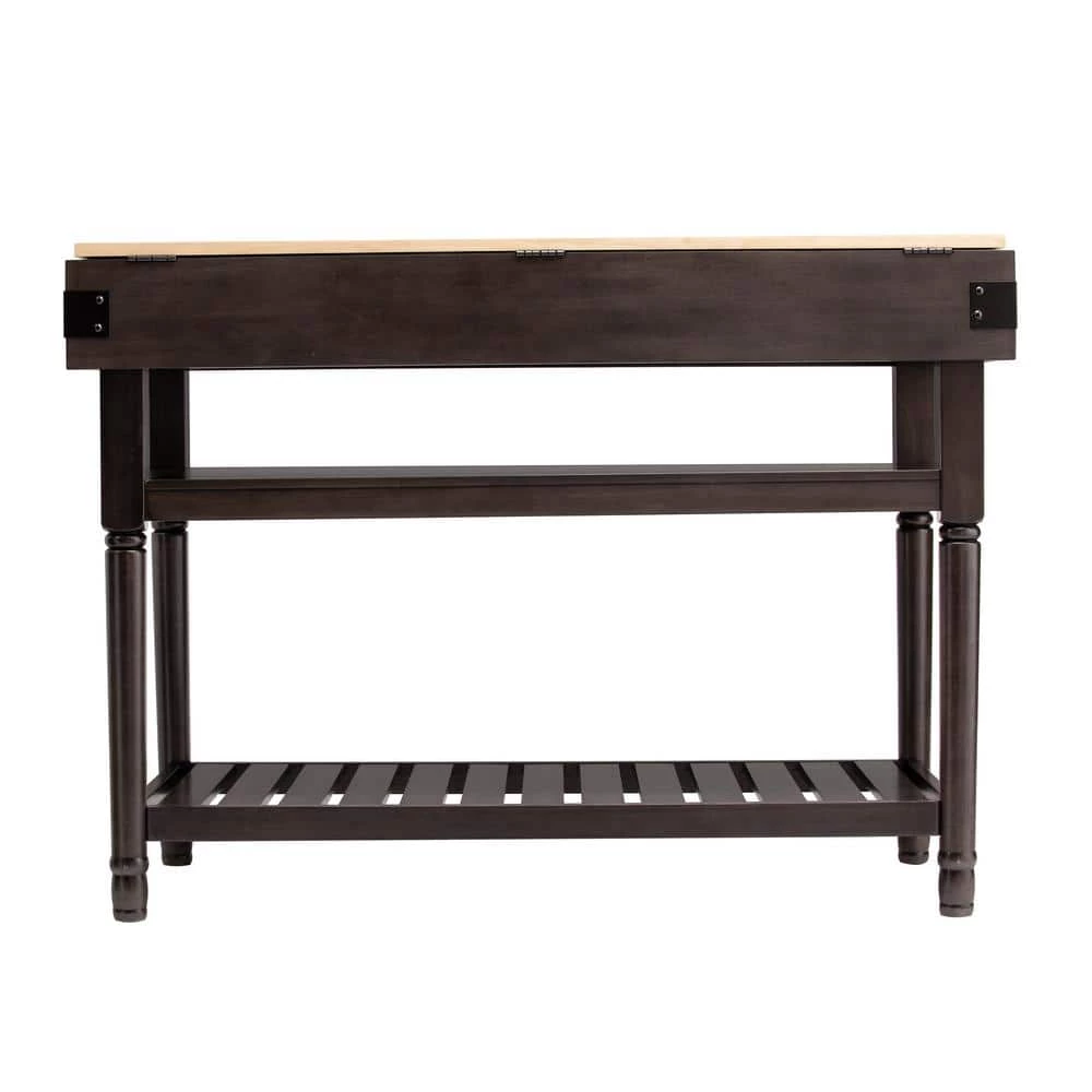 Vanek Smoked Ash and Natural Wood Finish Stationary Kitchen Island by Southern Enterprises 6 Vanek Smoked Ash and Natural Wood Finish Stationary Kitchen Island by Southern Enterprises - Image 4