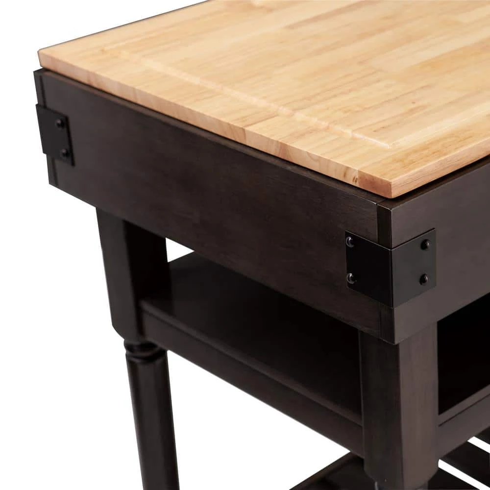 Vanek Smoked Ash and Natural Wood Finish Stationary Kitchen Island by Southern Enterprises 10 Vanek Smoked Ash and Natural Wood Finish Stationary Kitchen Island by Southern Enterprises - Image 8