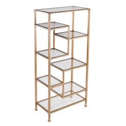 68 in. Gold Metal 7-shelf Etagere Bookcase with Open Back by Southern Enterprises -Southern Enterprises Sales soft gold finish southern enterprises bookcases bookshelves hd599311 1f 1000