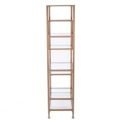 68 in. Gold Metal 7-shelf Etagere Bookcase with Open Back by Southern Enterprises -Southern Enterprises Sales soft gold finish southern enterprises bookcases bookshelves hd599311 40 1000