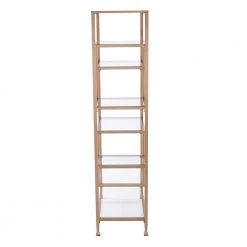 68 in. Gold Metal 7-shelf Etagere Bookcase with Open Back by Southern Enterprises -Southern Enterprises Sales soft gold finish southern enterprises bookcases bookshelves hd599311 a0 1000