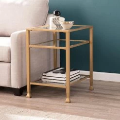 Galena Gold Metal and Glass End Table by Southern Enterprises 21 Galena Gold Metal and Glass End Table by Southern Enterprises -Southern Enterprises Sales soft gold southern enterprises end side tables hd524726 31 1000