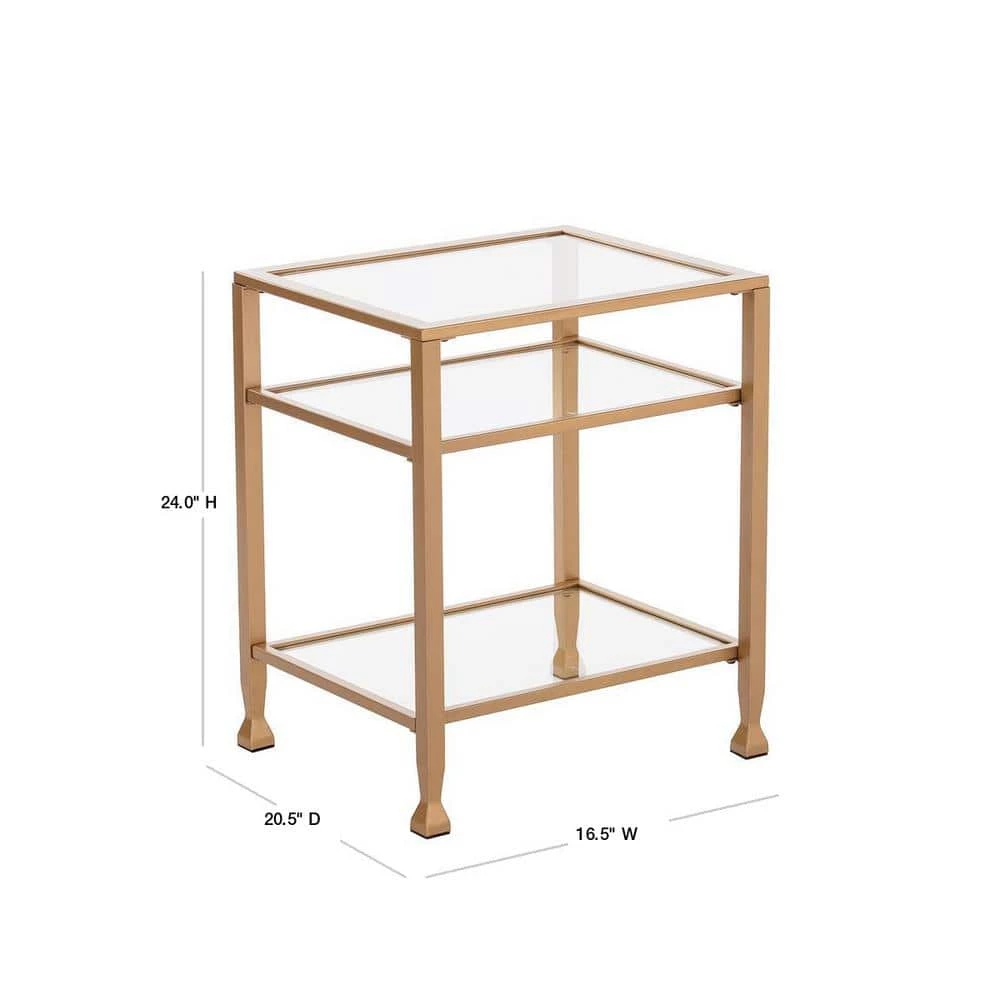 Galena Gold Metal and Glass End Table by Southern Enterprises 5 Galena Gold Metal and Glass End Table by Southern Enterprises - Image 3