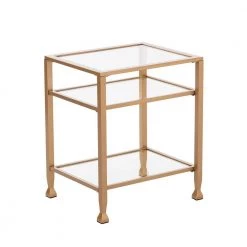 Galena Gold Metal and Glass End Table by Southern Enterprises