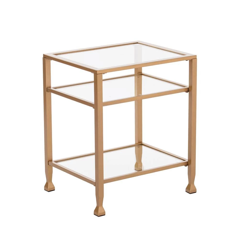 Galena Gold Metal and Glass End Table by Southern Enterprises 3 Galena Gold Metal and Glass End Table by Southern Enterprises