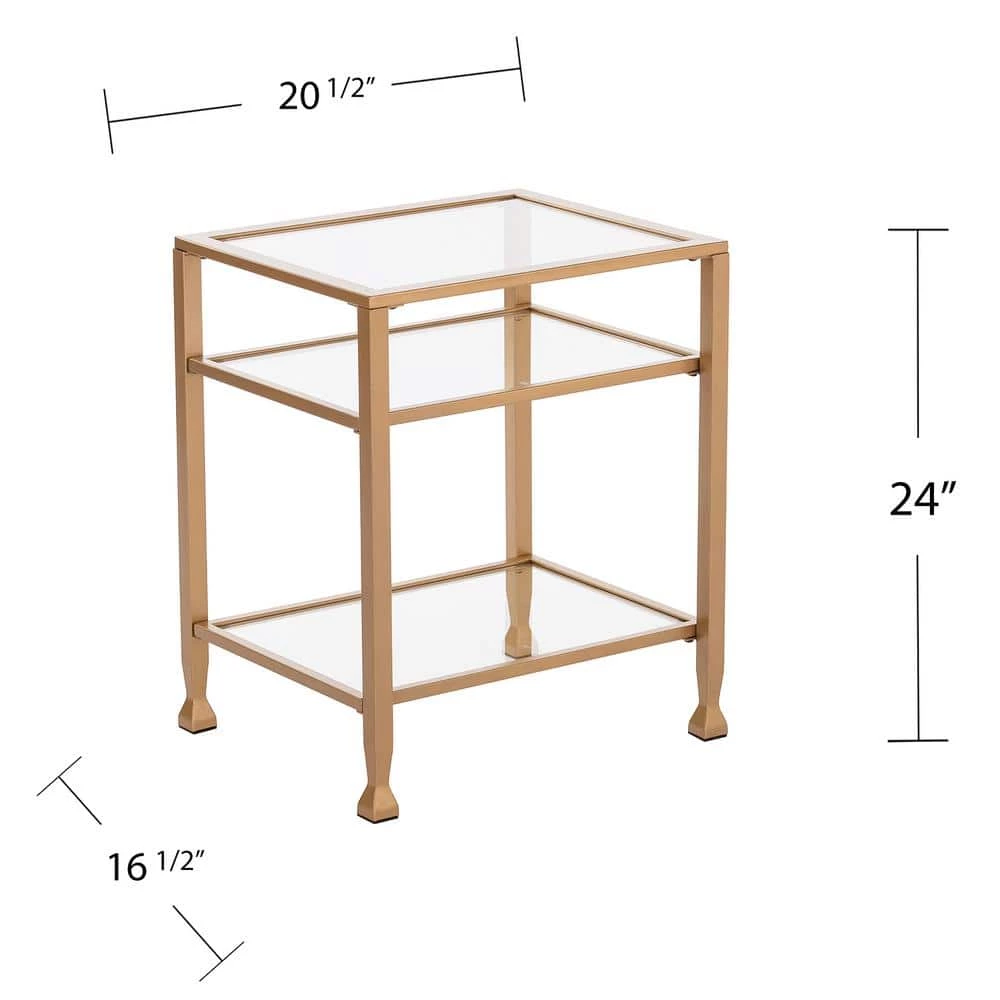 Galena Gold Metal and Glass End Table by Southern Enterprises 6 Galena Gold Metal and Glass End Table by Southern Enterprises - Image 4