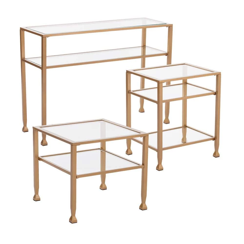 Galena Gold Metal and Glass End Table by Southern Enterprises 10 Galena Gold Metal and Glass End Table by Southern Enterprises - Image 8