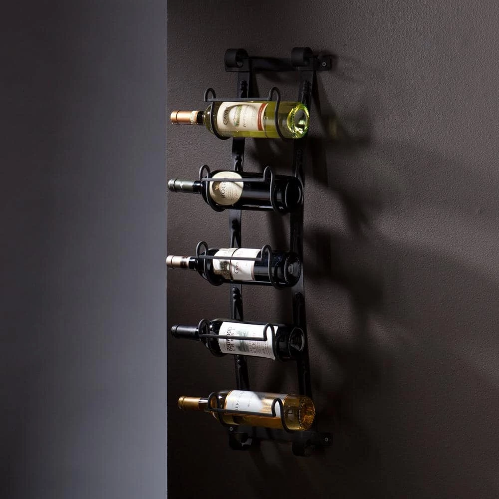 Aurinda Wall Mount 5-Bottle Wine Rack in Black by Southern Enterprises 7 Aurinda Wall Mount 5-Bottle Wine Rack in Black by Southern Enterprises - Image 5