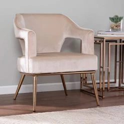 Reeghan Taupe with Champagne Upholstered Accent Chair by Southern Enterprises