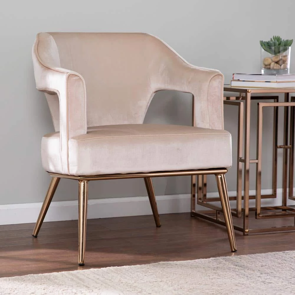 Reeghan Taupe with Champagne Upholstered Accent Chair by Southern Enterprises 3 Reeghan Taupe with Champagne Upholstered Accent Chair by Southern Enterprises