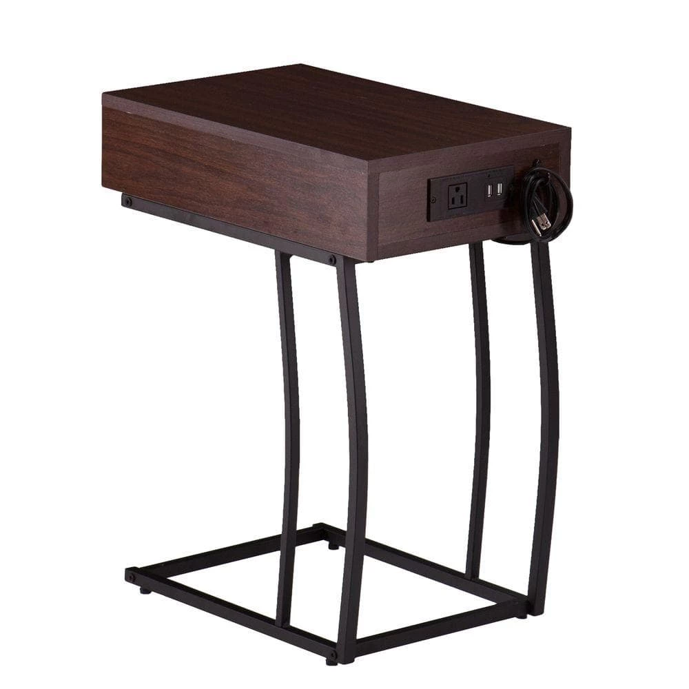 New Haven Walnut USB Port Side Table by Southern Enterprises 7 New Haven Walnut USB Port Side Table by Southern Enterprises - Image 5