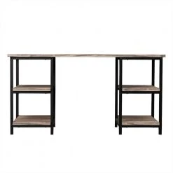 59 in. Retangular Walunt Color Manufactured Wood No Drawer Computer Desk with Storage Shelves by Huluwat -Southern Enterprises Sales walunt color huluwat computer desks xyd g glkdsk05 77 1000