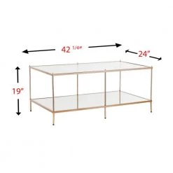 Pandora 43 in. Warm Gold Large Rectangle Glass Coffee Table with Shelf by Southern Enterprises 12 Pandora 43 in. Warm Gold Large Rectangle Glass Coffee Table with Shelf by Southern Enterprises -Southern Enterprises Sales warm gold southern enterprises coffee tables hd748696 1f 1000