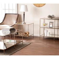 Pandora 43 in. Warm Gold Large Rectangle Glass Coffee Table with Shelf by Southern Enterprises 13 Pandora 43 in. Warm Gold Large Rectangle Glass Coffee Table with Shelf by Southern Enterprises -Southern Enterprises Sales warm gold southern enterprises coffee tables hd748696 31 1000