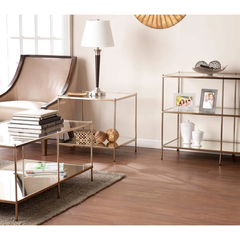 Pandora 43 in. Warm Gold Large Rectangle Glass Coffee Table with Shelf by Southern Enterprises 8 Pandora 43 in. Warm Gold Large Rectangle Glass Coffee Table with Shelf by Southern Enterprises - Image 6