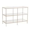 Pandora 42 in. Warm Gold Rectangle Glass Console Table with Shelves by Southern Enterprises
