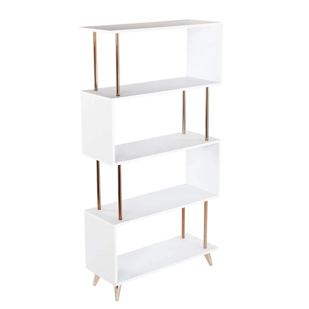 Ellan White and Champagne Asymmetrical Etagere by Southern Enterprises 9 Ellan White and Champagne Asymmetrical Etagere by Southern Enterprises - Image 7