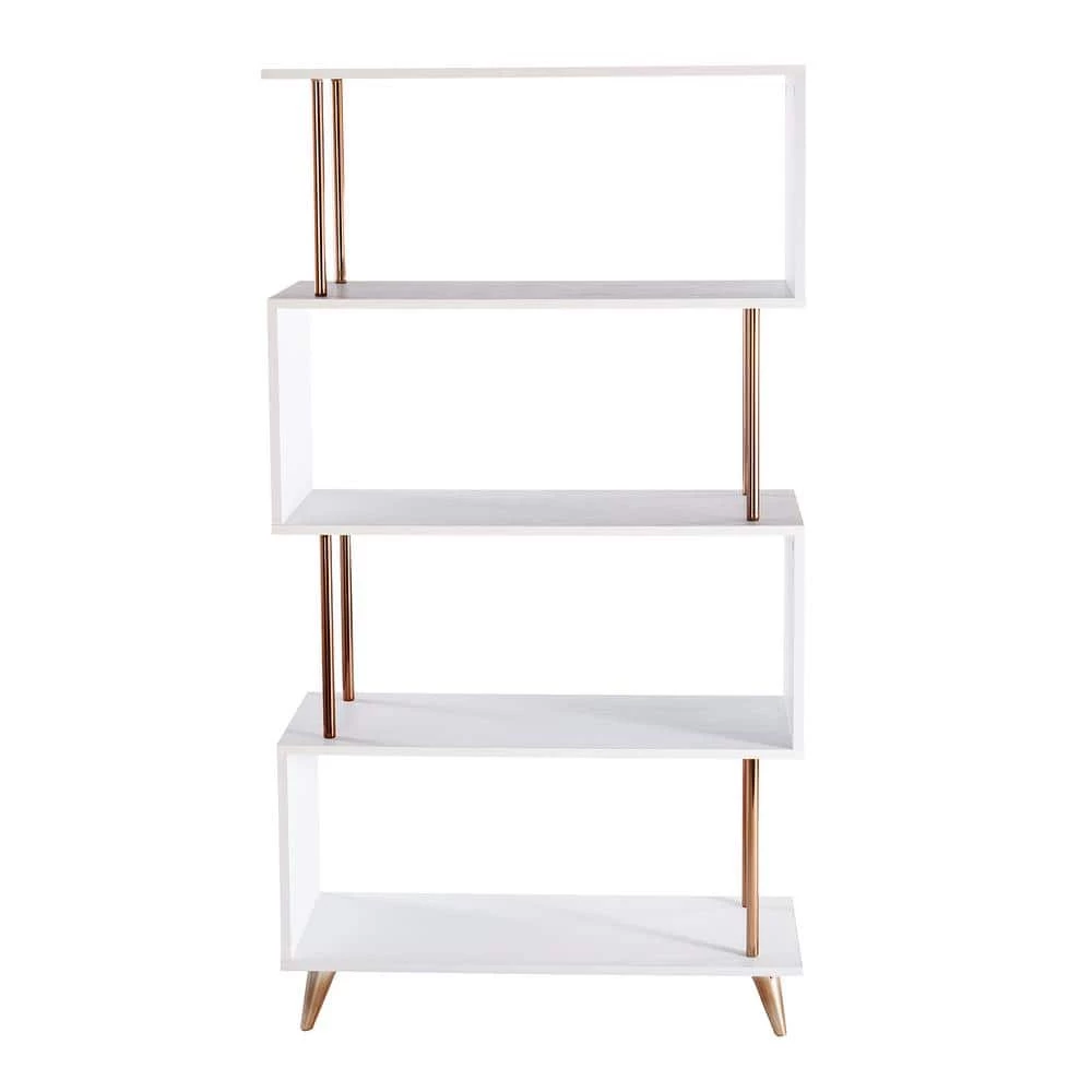 Ellan White and Champagne Asymmetrical Etagere by Southern Enterprises 8 Ellan White and Champagne Asymmetrical Etagere by Southern Enterprises - Image 6