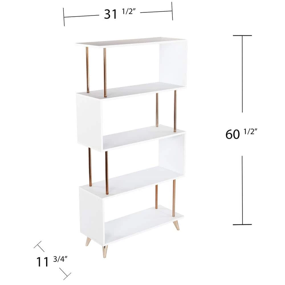 Ellan White and Champagne Asymmetrical Etagere by Southern Enterprises 11 Ellan White and Champagne Asymmetrical Etagere by Southern Enterprises - Image 9