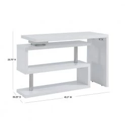 45 in. L-Shaped White/Chrome Computer Desks with Storage by Southern Enterprises -Southern Enterprises Sales white chrome southern enterprises computer desks hd531762 40 1000