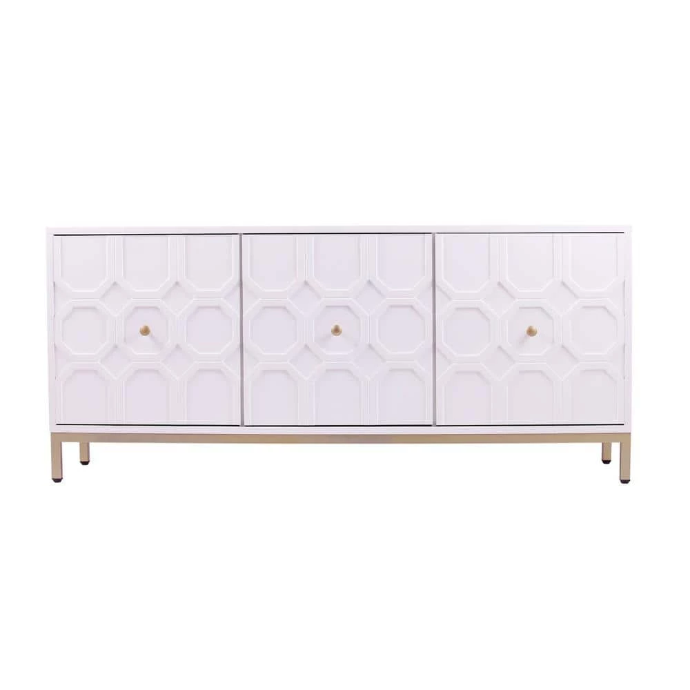 Tertia Antique White Accent Cabinet with 3-Doors by Southern Enterprises 3 Tertia Antique White Accent Cabinet with 3-Doors by Southern Enterprises