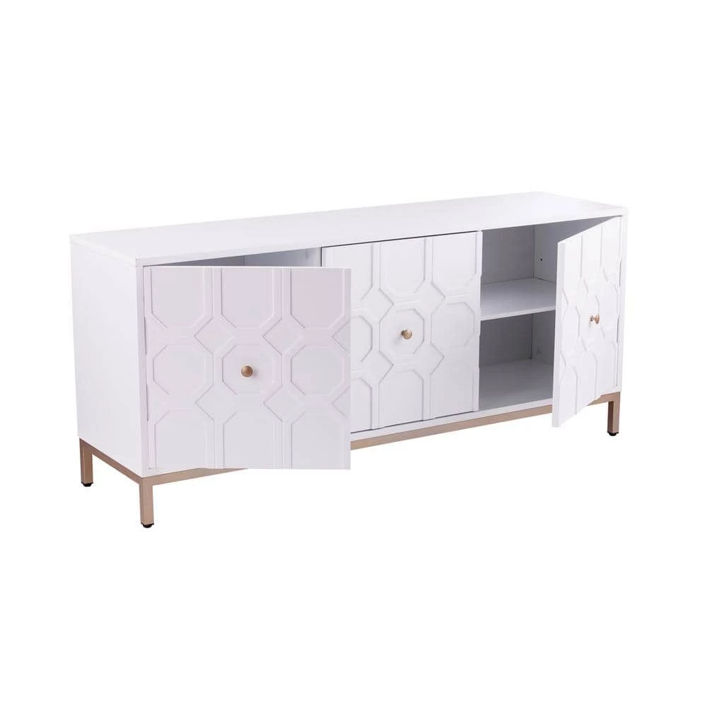 Tertia Antique White Accent Cabinet with 3-Doors by Southern Enterprises 7 Tertia Antique White Accent Cabinet with 3-Doors by Southern Enterprises - Image 5