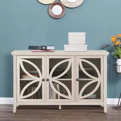 White Accent Storage Wooden Cabinet with Adjustable Shelf by Huluwat -Southern Enterprises Sales white huluwat accent cabinets dj tc wf283713aak 31 1000