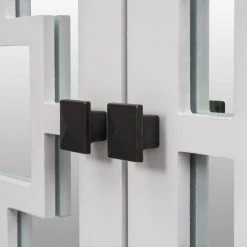 White Accent Storage Wooden Cabinet with Decorative Mirror Door by Huluwat -Southern Enterprises Sales white huluwat accent cabinets dj tc wf284088aak 44 1000