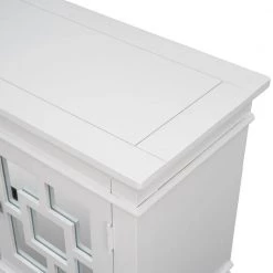 White Accent Storage Wooden Cabinet with Decorative Mirror Door by Huluwat -Southern Enterprises Sales white huluwat accent cabinets dj tc wf284088aak 4f 1000