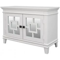 White Accent Storage Wooden Cabinet with Decorative Mirror Door by Huluwat -Southern Enterprises Sales white huluwat accent cabinets dj tc wf284088aak 76 1000