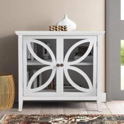 White Accent Storage Wooden Cabinet with Decorative Transparent Door by Huluwat -Southern Enterprises Sales white huluwat accent cabinets dj tc wf284793aak 31 1000